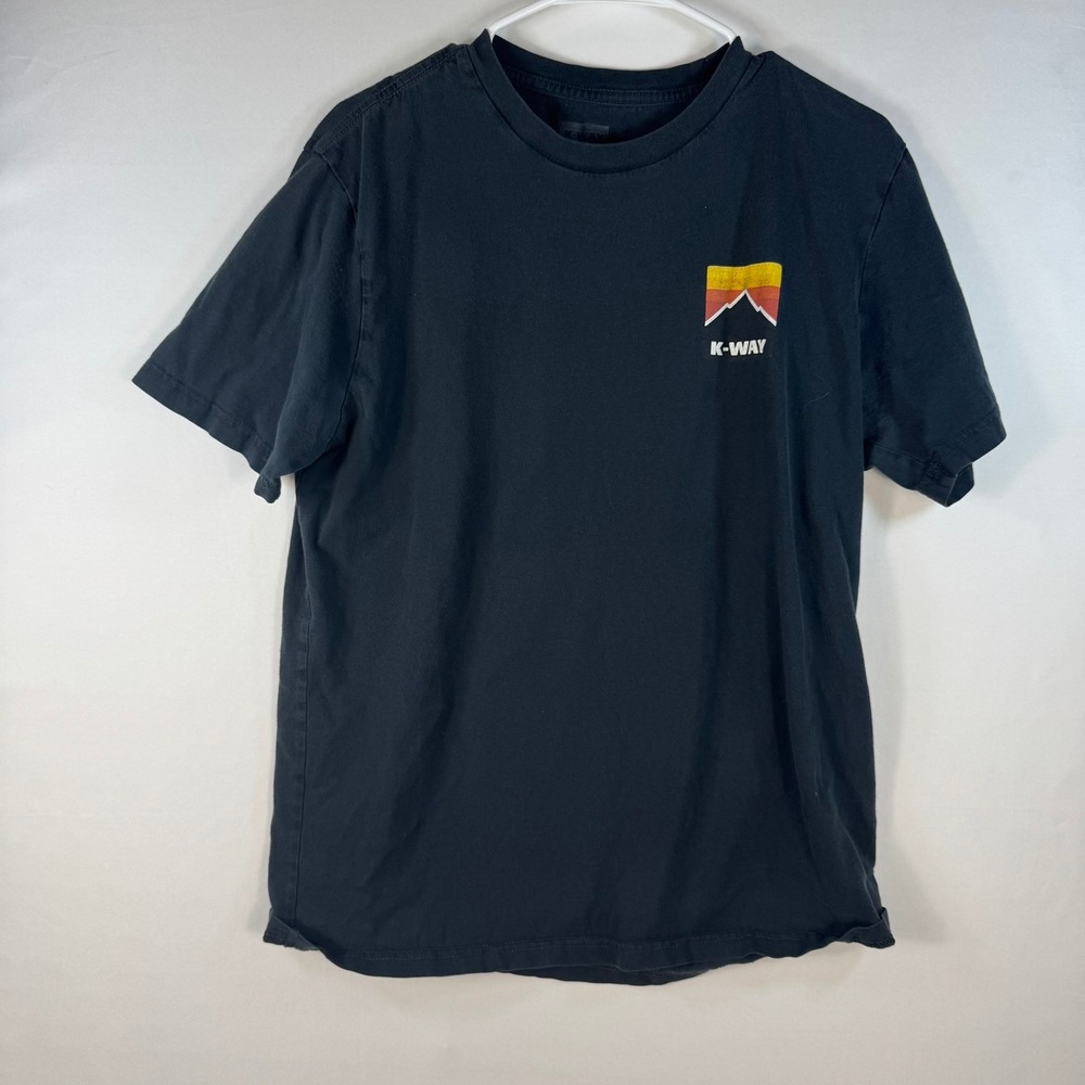 K-Way Elements Mens Graphic Crew Tee Charcoal Gray Mountain Logo Size L